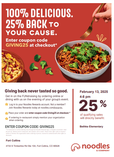 February Spirit Night at Noodles