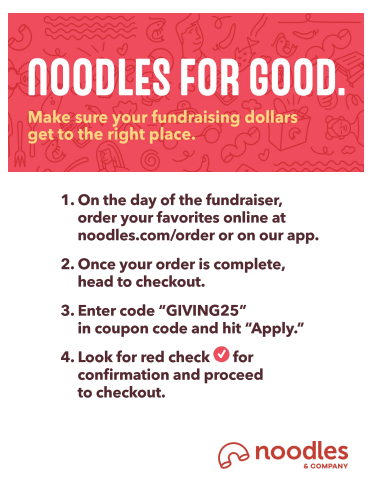 February Spirit Night at Noodles Directions